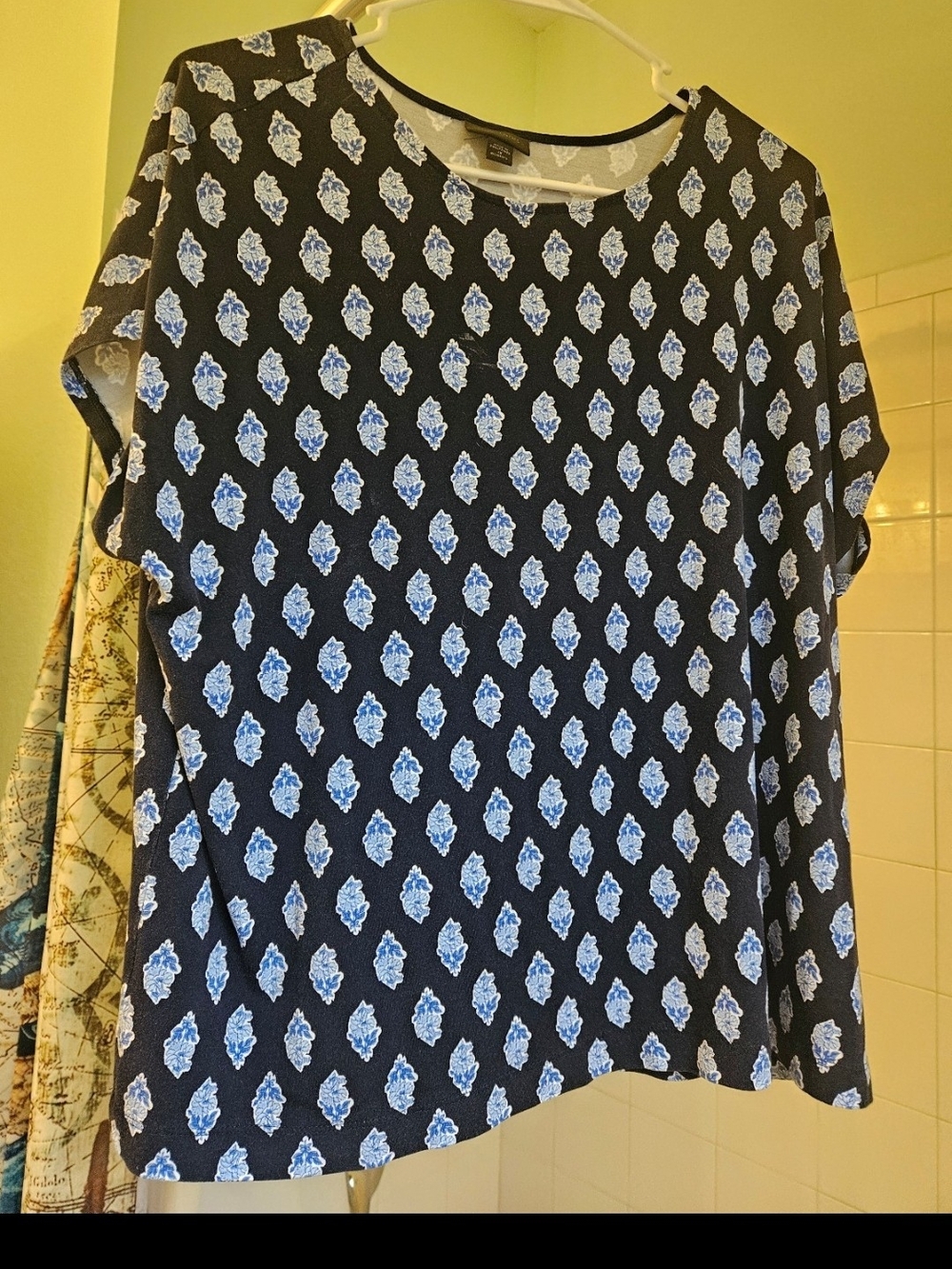 Classic Navy Floral Print Women's Top